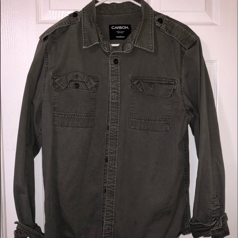 CARBON | Green Khaki Button Up Jacket